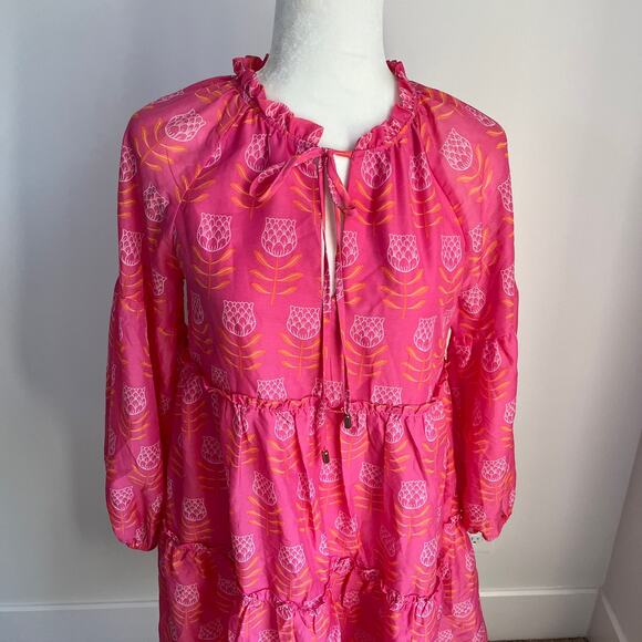 J. Marie Maeve Floral Dress XS Pink Orange - Picture 6 of 10